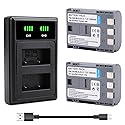 2-Pack NB-2L NB-2LH Battery with Smart LCD Display Dual Charger for Canon PowerShot G7 G9 S80 S70 S60 S50 S45 S40 S30, for Canon DC410 DC420, EOS 350D