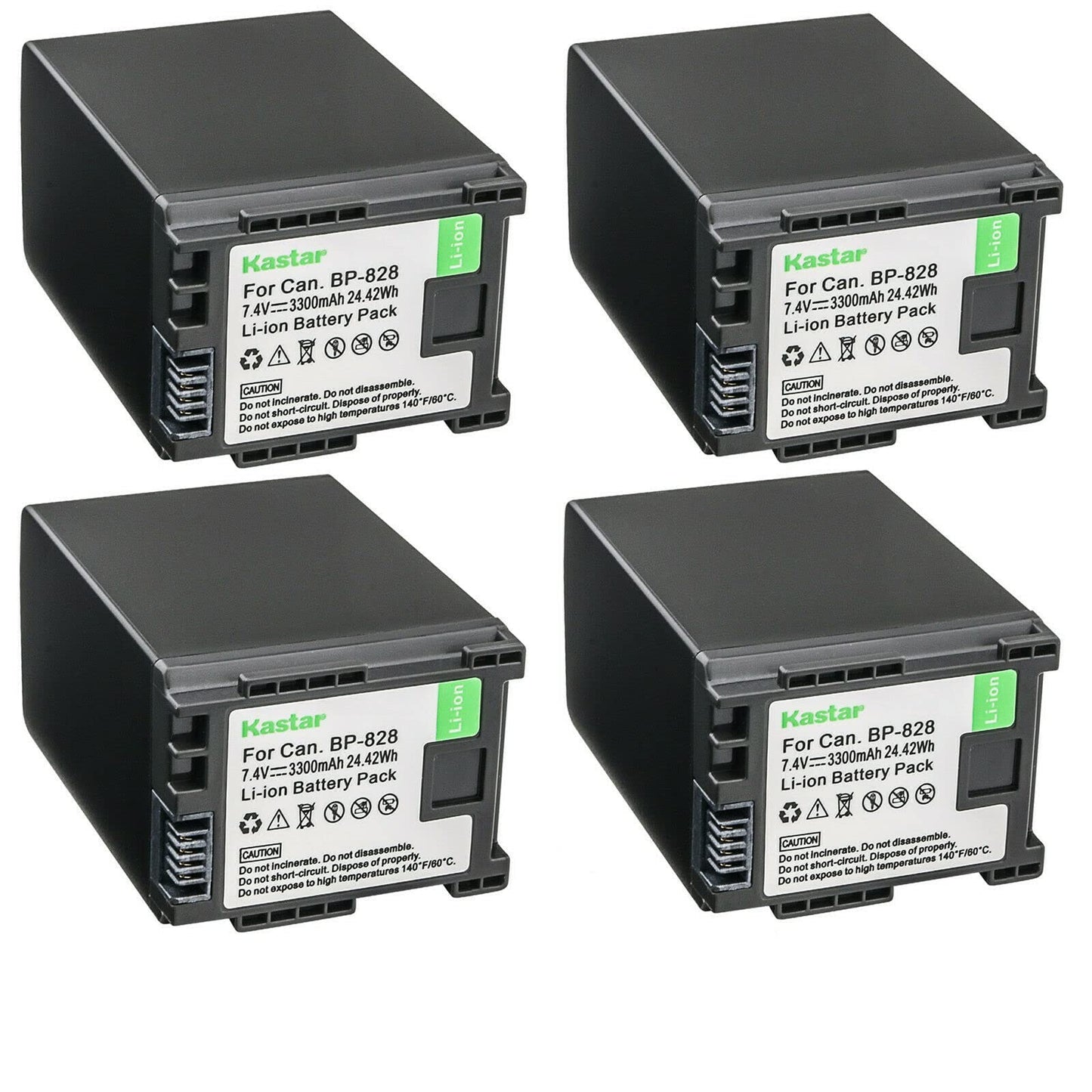 Kastar 4-Pack BP-828 Battery 7.4V 3300mAh Replacement for Canon BP-820 BP820, BP-828 BP828 Battery, Canon CG-800 CG800 Charger, Canon VIXIA HF G50 UHD