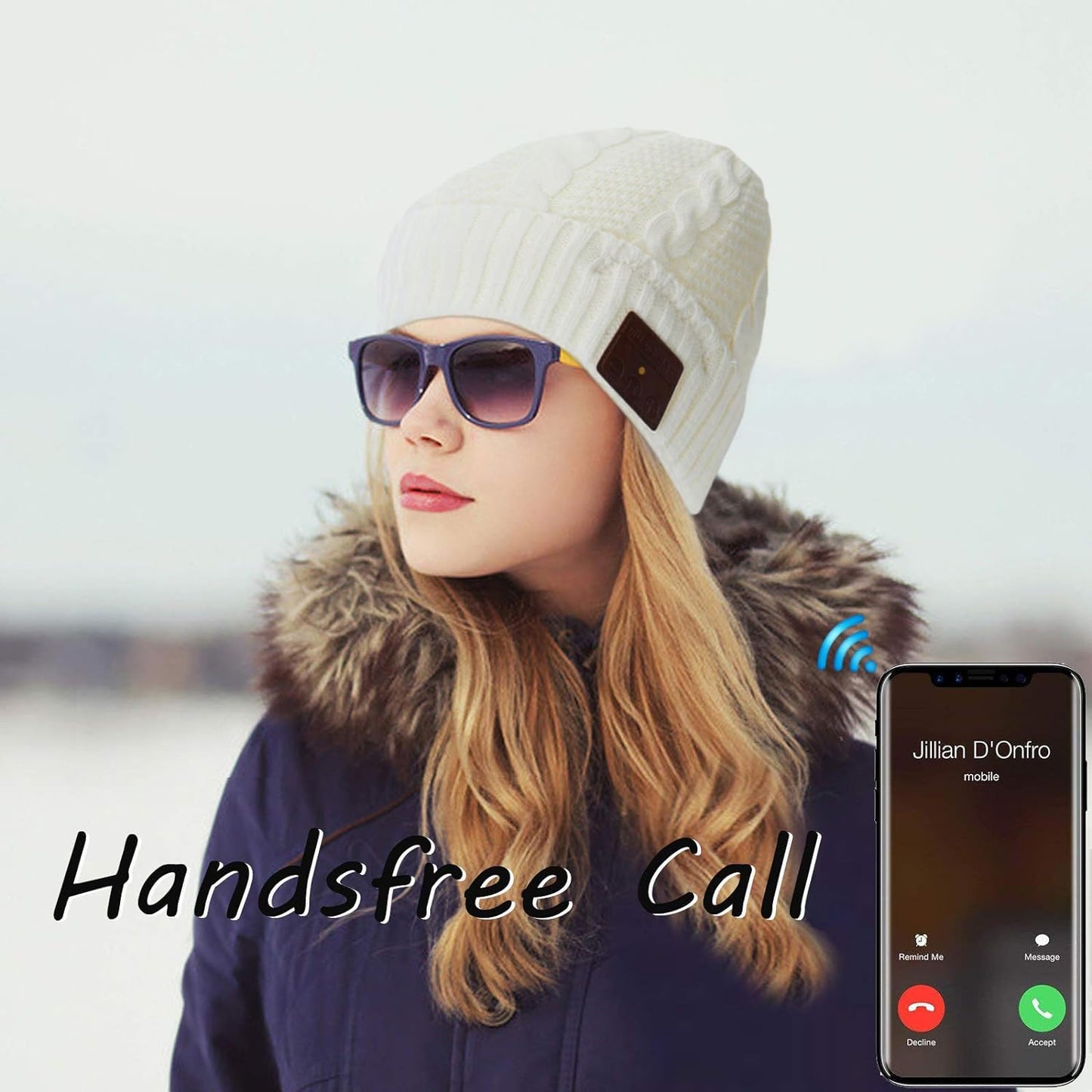 FashionLive Wireless Music Hat Men Women Beanie Girls Hat Over Ear Headset Sports Stereo Headphone with Microphone Speaker Womens Beanie Cap