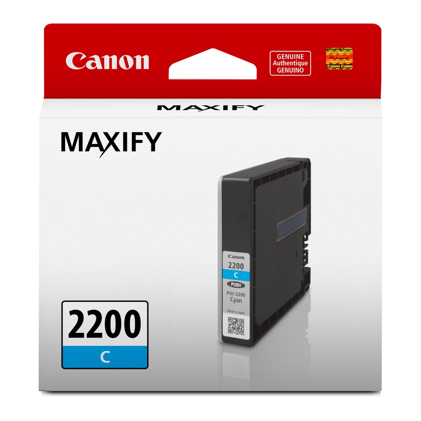 Canon PGI-2200 Genuine Cyan Ink Tank, Compatible with IB4120, MB5420, MB5120, IB4020, MB5020, and MB5320 Printers