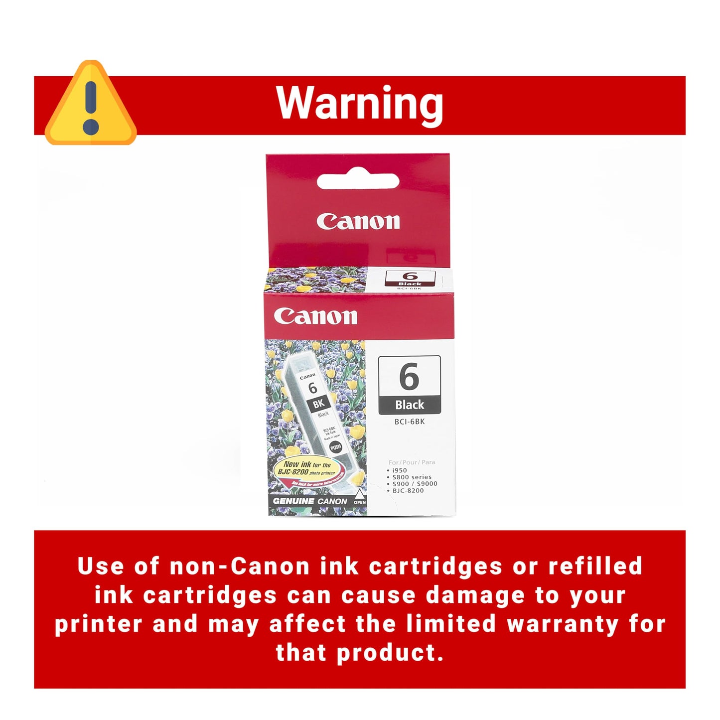 Canon BCI-6 Genuine Black Ink Tank , Compatible with iP5000, iP4000R, iP4000, i9900, i9100, i960, i950, i900D, i860, S9000, S900, MP780, MP760, MP750