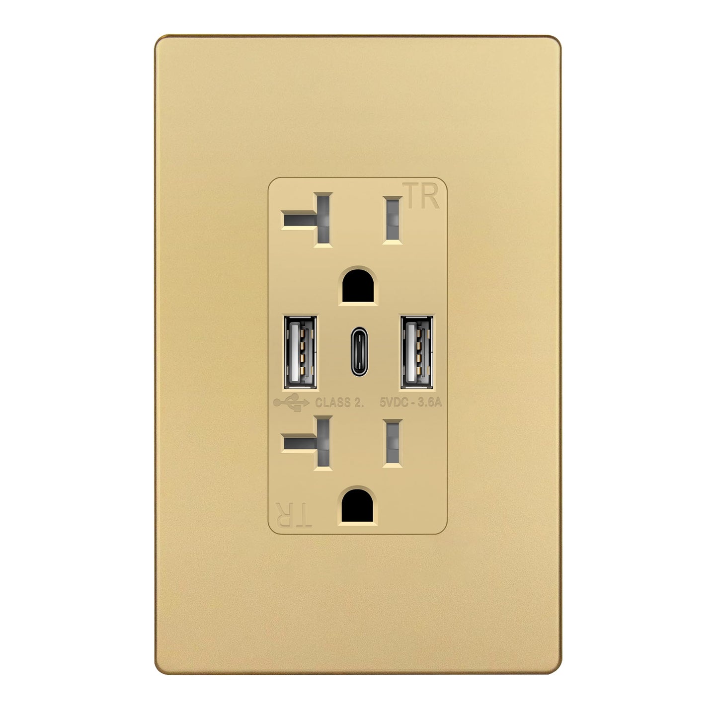 TOPGREENER 4.2A 3-Port Type C USB Outlet, 20 Amp Receptacle Plug, Charging Power Outlet with Dual Type A&C Ports, Screwless Wall Plate Included, UL