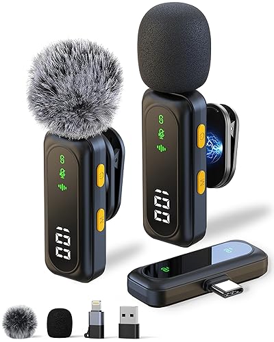 Wireless Lavalier Microphone for iPhone-iPad, Android Phone,Computer,Microphone wireless,Mini Lapel Mic with Noise Reduction and Crystal Sound for