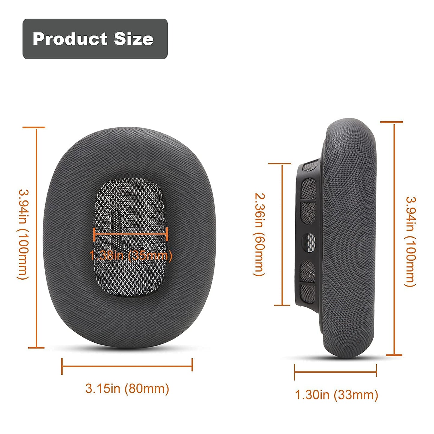 EARROCK Replacement Ear Cushions for AirPods Max 1 Over-Ear Headphones, Protein Leather Covered Earpads with Memory Foam and Magnet (Space Gray)