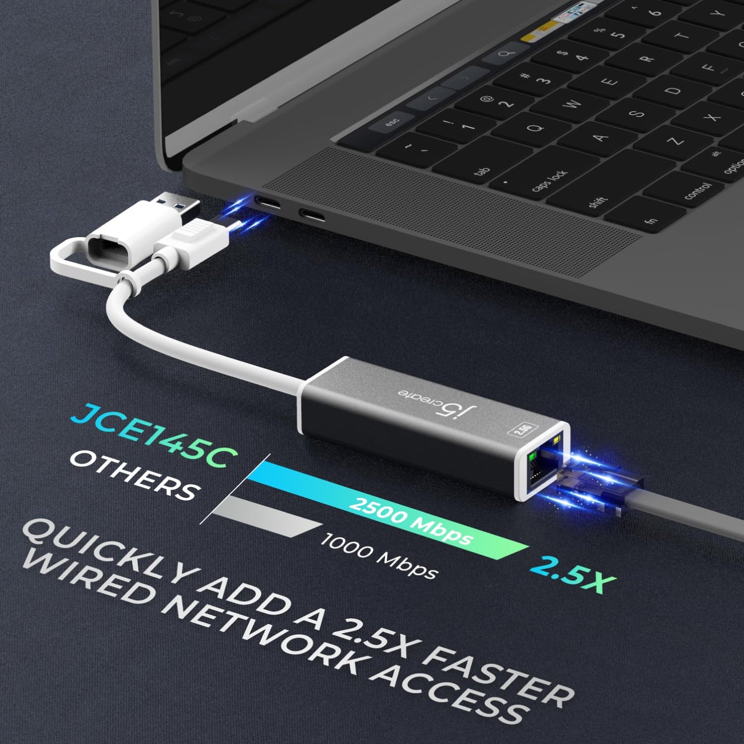 j5create USB-C to 2.5 Gigabit Ethernet Adapter (JCE145C)