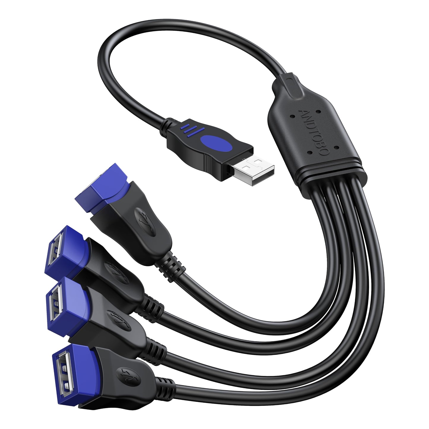 ANDTOBO USB 1 to 4 Splitter, USB 2.0 Y Splitter Charger Cable USB 1 Male to 4 Female Power Cord Extension Hub Cable for PC/PS4/MacBook/Laptop/TV/LED…