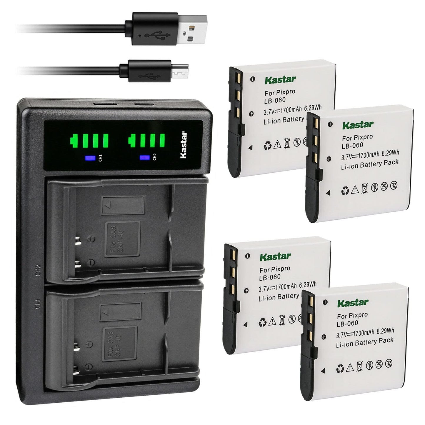 Kastar 4-Pack Battery and LTD2 USB Charger Replacement for VJIANGER 4K Digital Camera, 4K WiFi Digital Camera, 1080P Camcorder, 1080P Video Camera