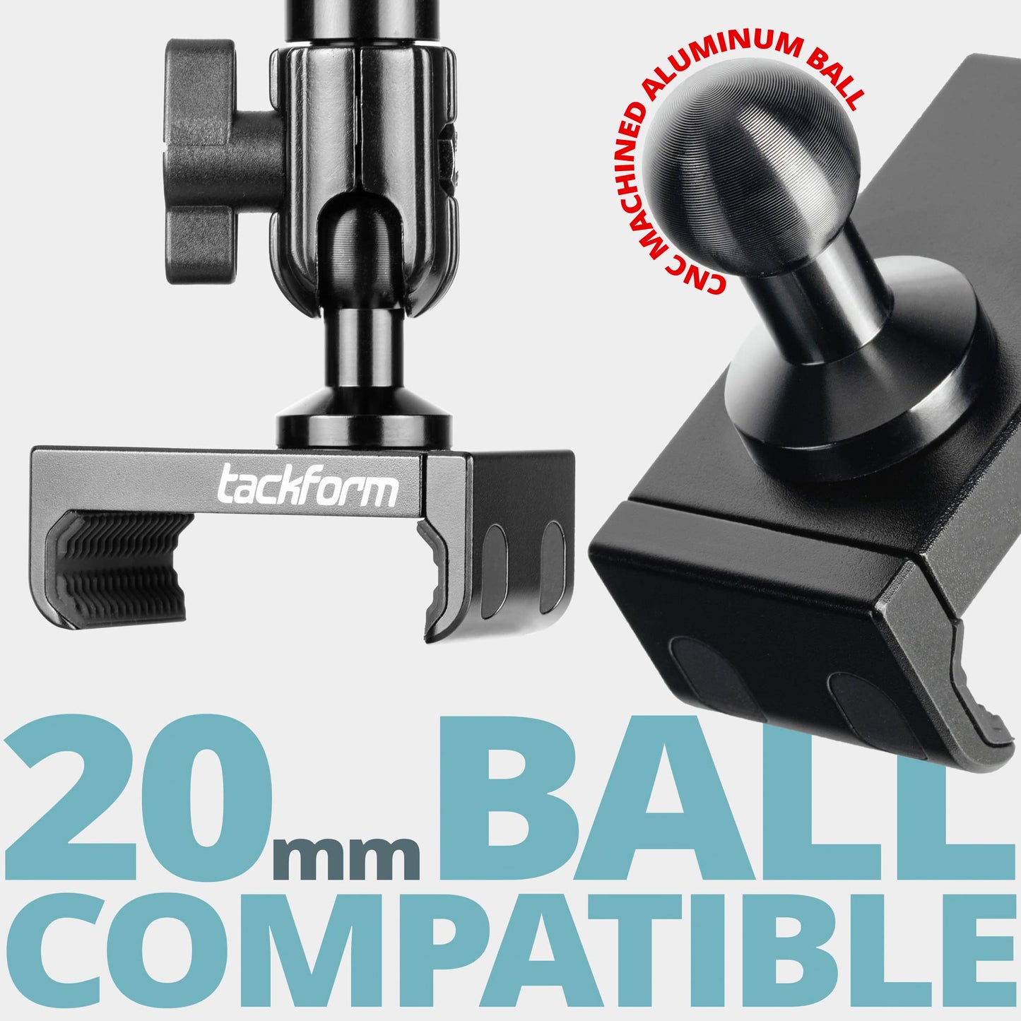 Tackform Enduro 20LITE Phone Holder - Spring Tension Optimized for in Vehicle Use, Truck and Fleet, Rock Crawling | 20mm Aluminum Ball