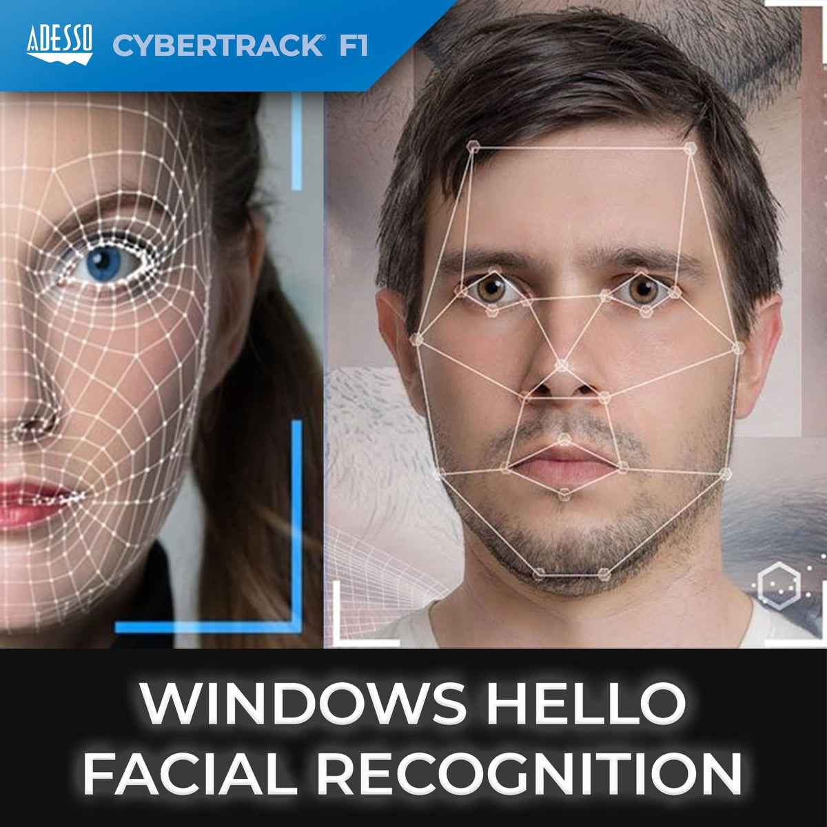 Adesso CyberTrack F1 1080P Windows Hello Face Recognition Webcam