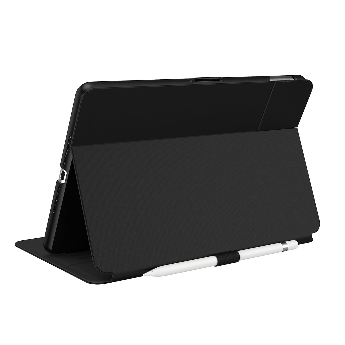 Speck Balance Folio Case for iPad 10.2 Inch (2019-2021) - Drop & Camera Protection, Slim Multi Range Stand, Apple Pencil Holder - Black/Black