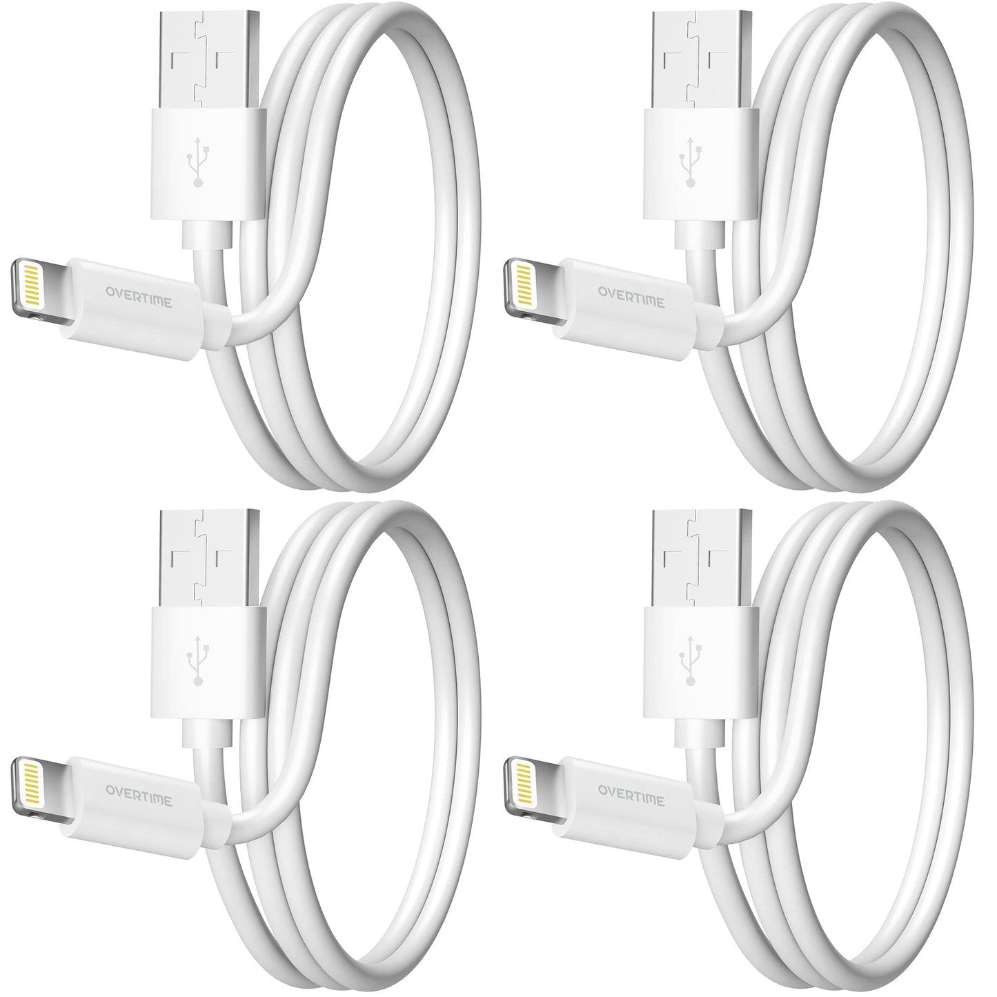 Overtime iPhone Lightning Cable, MFI Certified, Portable & Smart USB-A to Lightning Charging Cable, Fast Apple Charging Cord, 4ft iPhone Charger Cord…