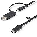 3ft/1m USB-C Cable with USB-A Adapter Dongle, USB-C to C [10Gbps/PD], USB-A to C [5Gbps], 2-in-1 USB C Cable for Hybrid Dock
