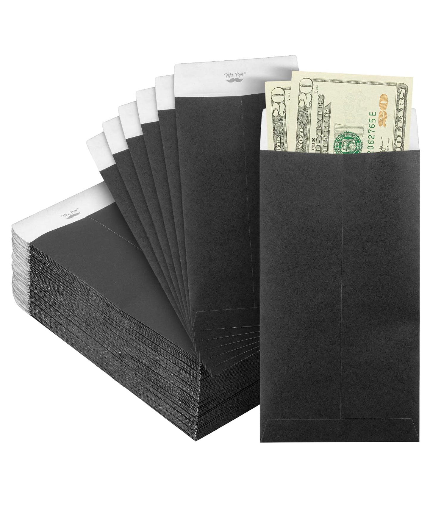 Mr. Pen- Money Envelopes for Cash, 6.5" x 3.5", 100 Pack, Kraft Paper | Self-Adhesive Bulk Cash Envelopes for Budgeting, Money and Coin Saving, Check