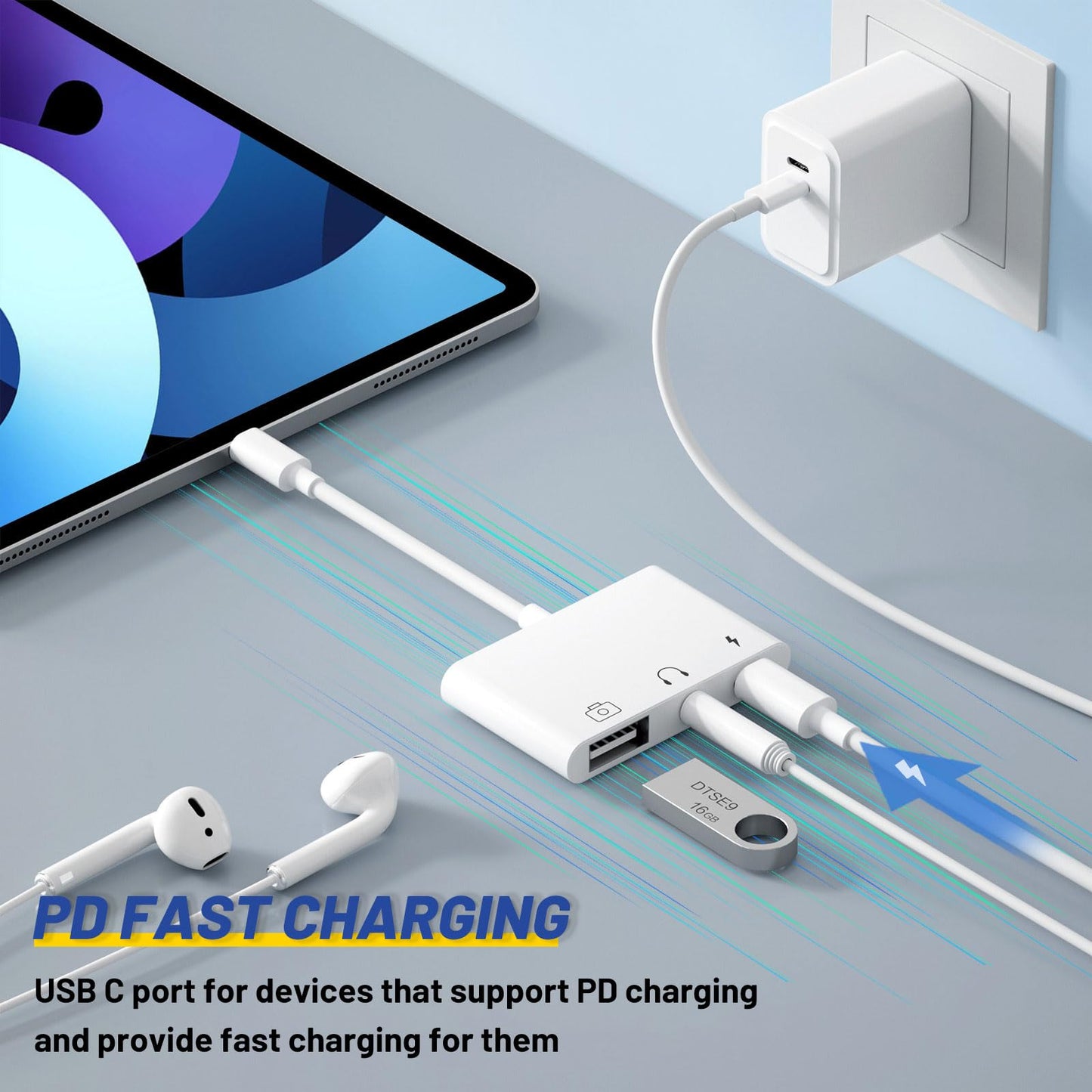 PNBACE USB C to USB Adapter 3 in 1 USB C to 3.5mm Audio Adapter for iPad USB Adapter