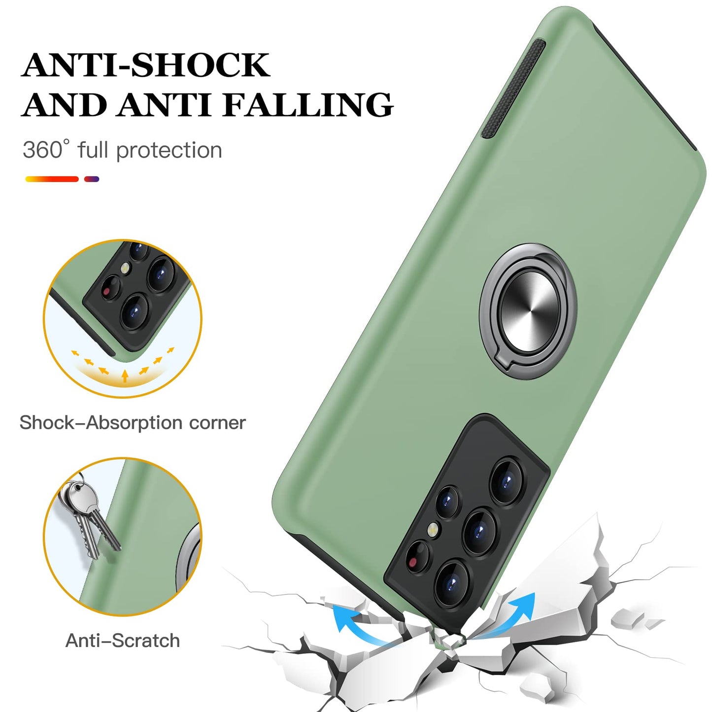 JAME for Samsung Galaxy A12 5G Phone Case Ring Stand Shockproof Slim Case