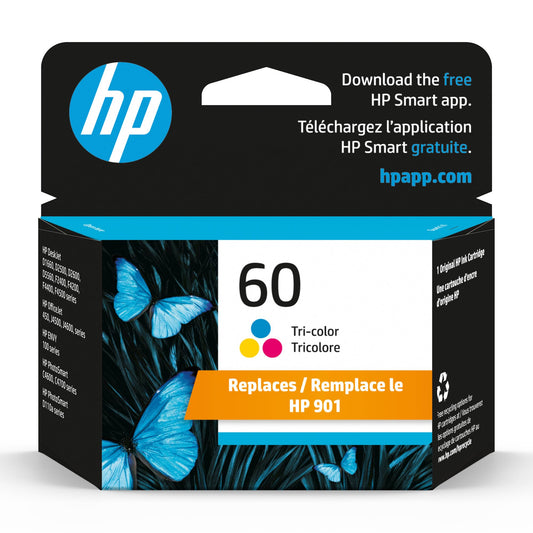 HP 60 Tri-Color Ink Cartridge | Works with DeskJet D1660, D2500, D2600, D5560, F2400, F4200, F4400, F4580, Envy 100, OfficeJet J4500, J4680, 4500
