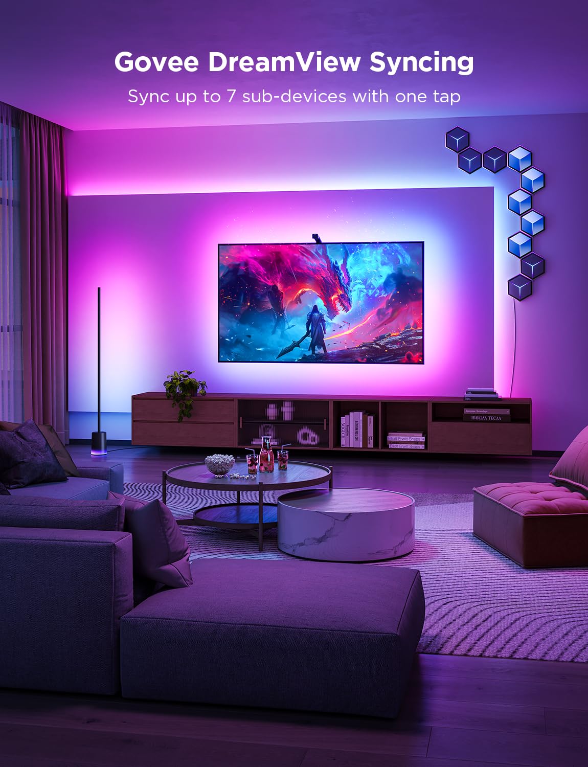 Govee TV Backlight 3 Lite with Fish-Eye Correction Function Sync to 55-65 Inch TVs, 11.8ft RGBICW Wi-Fi LED Strip Lights with Camera, 4 Colors in 1