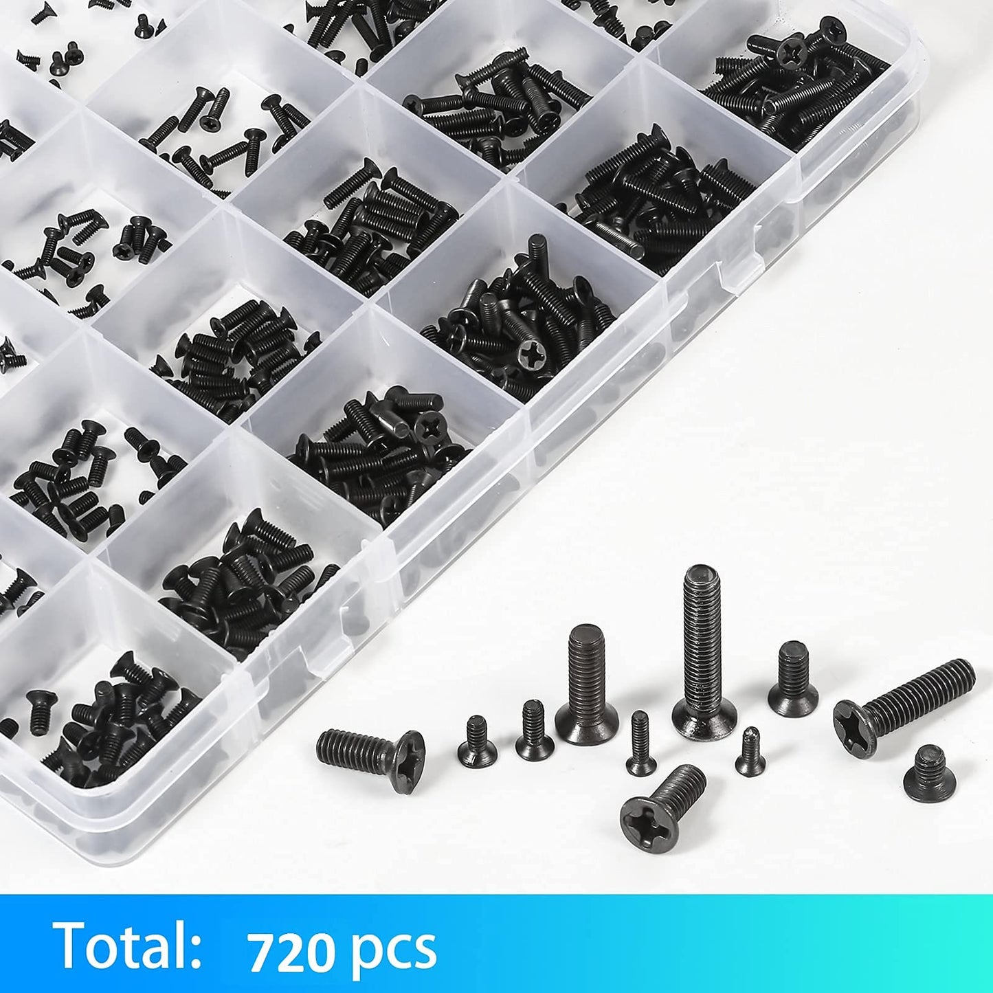 MEIYYJ 720pcs Laptop Notebook Screws Set,Replacement Computer Screws Kit,M1.4,M1.7,M2,M2.5,M3 countersunk Flat Head Phillips Mini Screw Set
