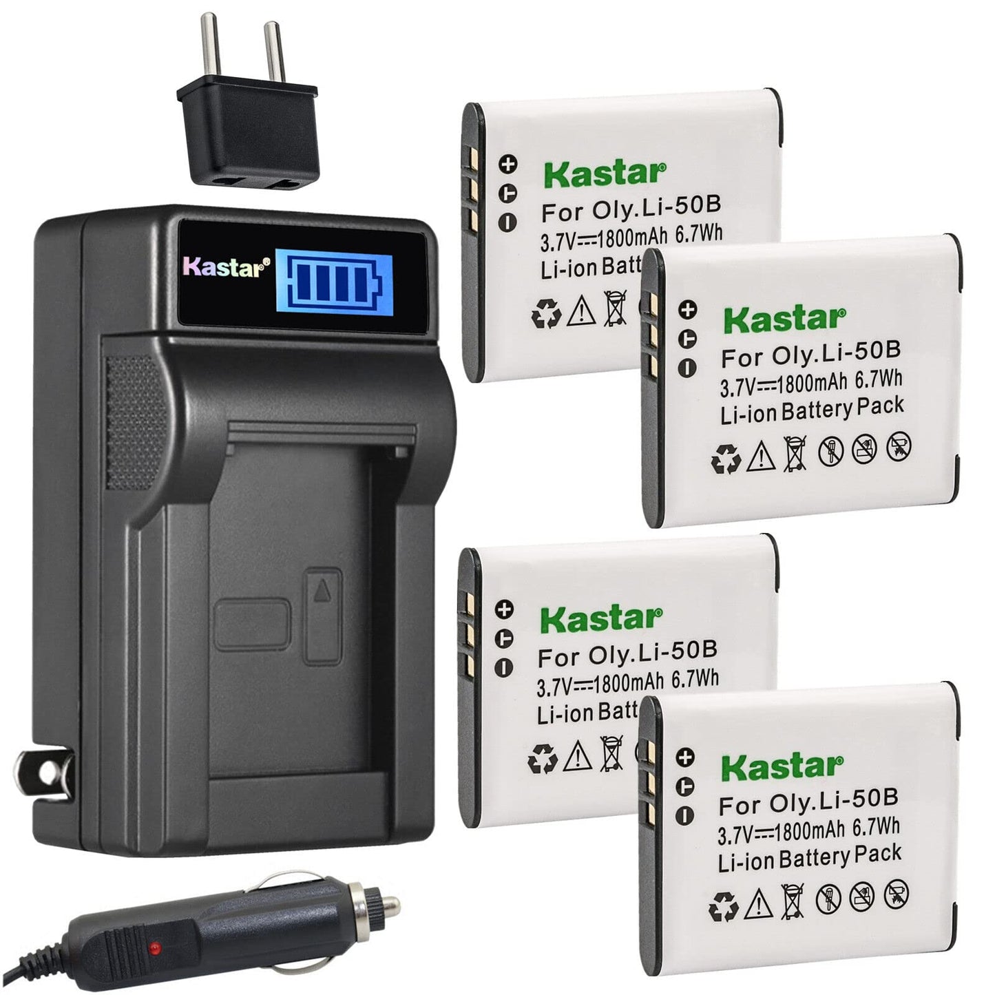 Kastar 4-Pack LB-050 LB-052 Battery and LCD AC Charger Compatible with Kodak PixPro FZ151, PixPro FZ152, Pixpro FZ201, Pixpro SL10 Smart Lens, Pixpro