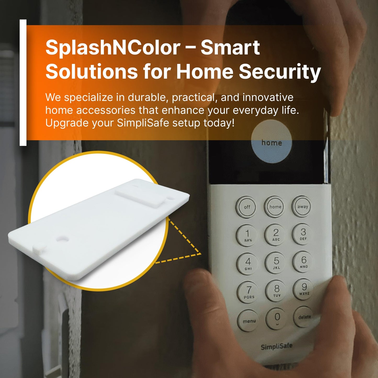 SplashNColor Wall Mount Holder for Simplisafe Keypad - Keypad Wall Bracket for Home Security Keypad - Replacement Bracket for 2019 Models - Durable