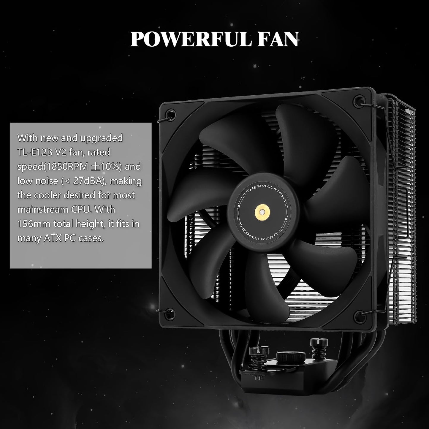 Thermalright Assassin Spirit 120 EVO Dark CPU Air Cooler,1850RPM Speed,4 Heat Pipes, 120mm PWM Quiet Fan CPU Cooler with S-FDB Bearing, for AMD AM4