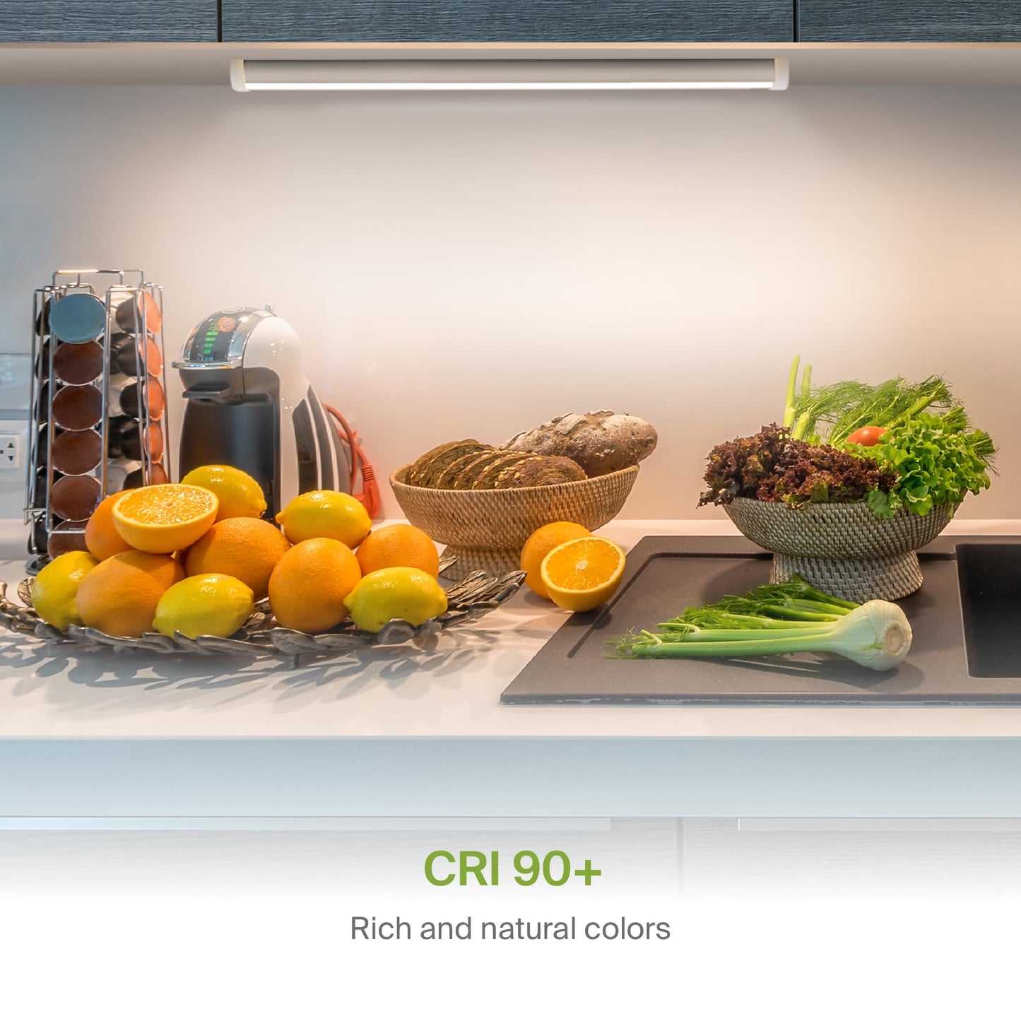 ASD Swivel LED Under Cabinet Lighting Plug in or Hardwired 24 Inch, Dimmable Under Cabinet Lights with High/Low/Off Switch, 3CCT 2700K-4000K, Linkable