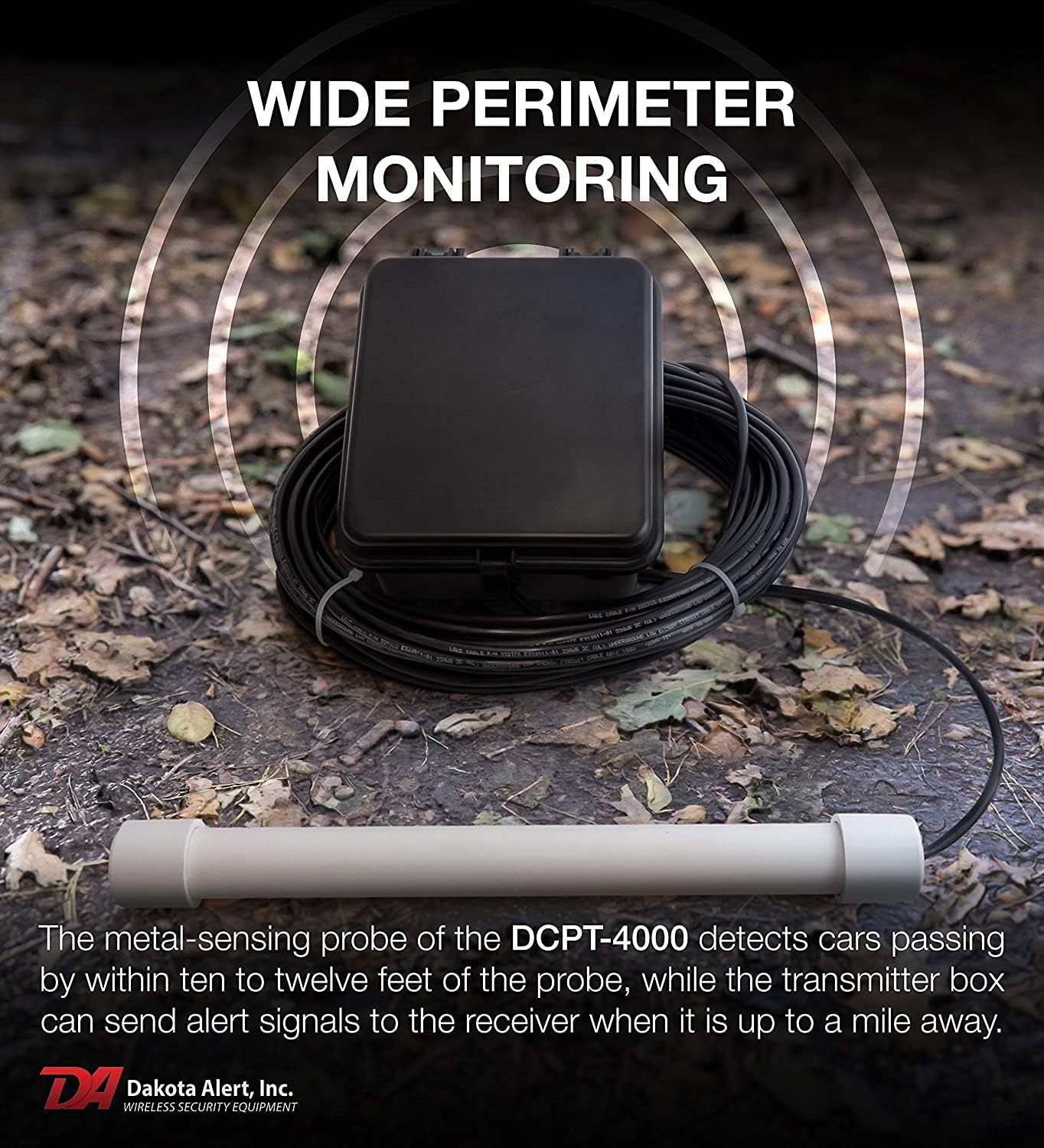 Dakota Alert Driveway Alarm Sensor - DCPA-4k Plus Driveway Alarms Wireless Outside Weatherproof Alert System, 1-Mile-Long Range Sensors, Receiver