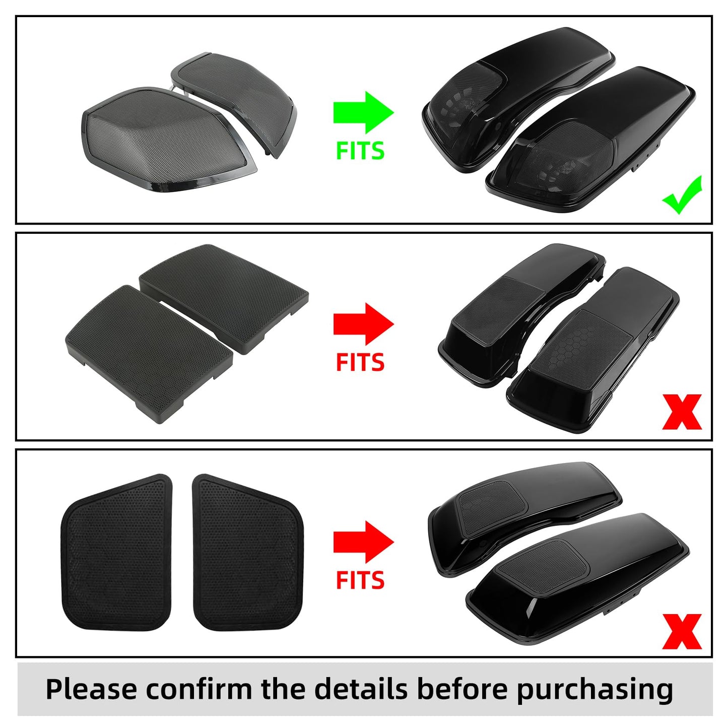 SLMOTO 5x7" Saddlebag Lid Speaker Grill Fit for Harley 2014-2024 Davidson Touring FLT, FLHT, FLHTCU, FLHRC, Road King, Road Glide, Street Glide