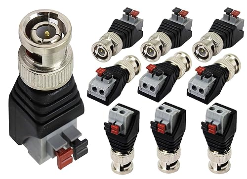 zdyCGTime BNC Video Baluns Adapter BNC Male Plug to 2 Pin/Way Screw Terminal Video Audio Spring Press Type Balun with Solderless Screw Terminal