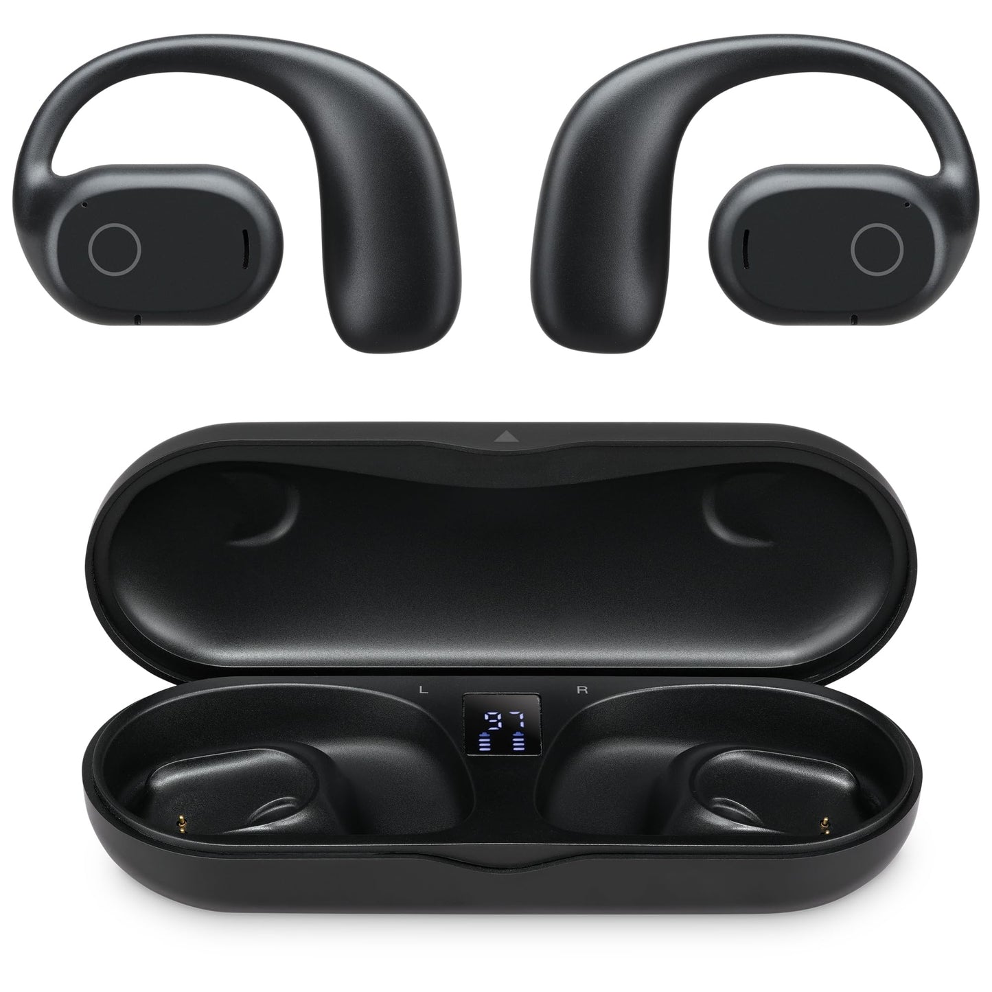 iLive Electronics 16mm Driver Clear Truly Wireless Open Ear Earbuds, Black, IAEBTO34B