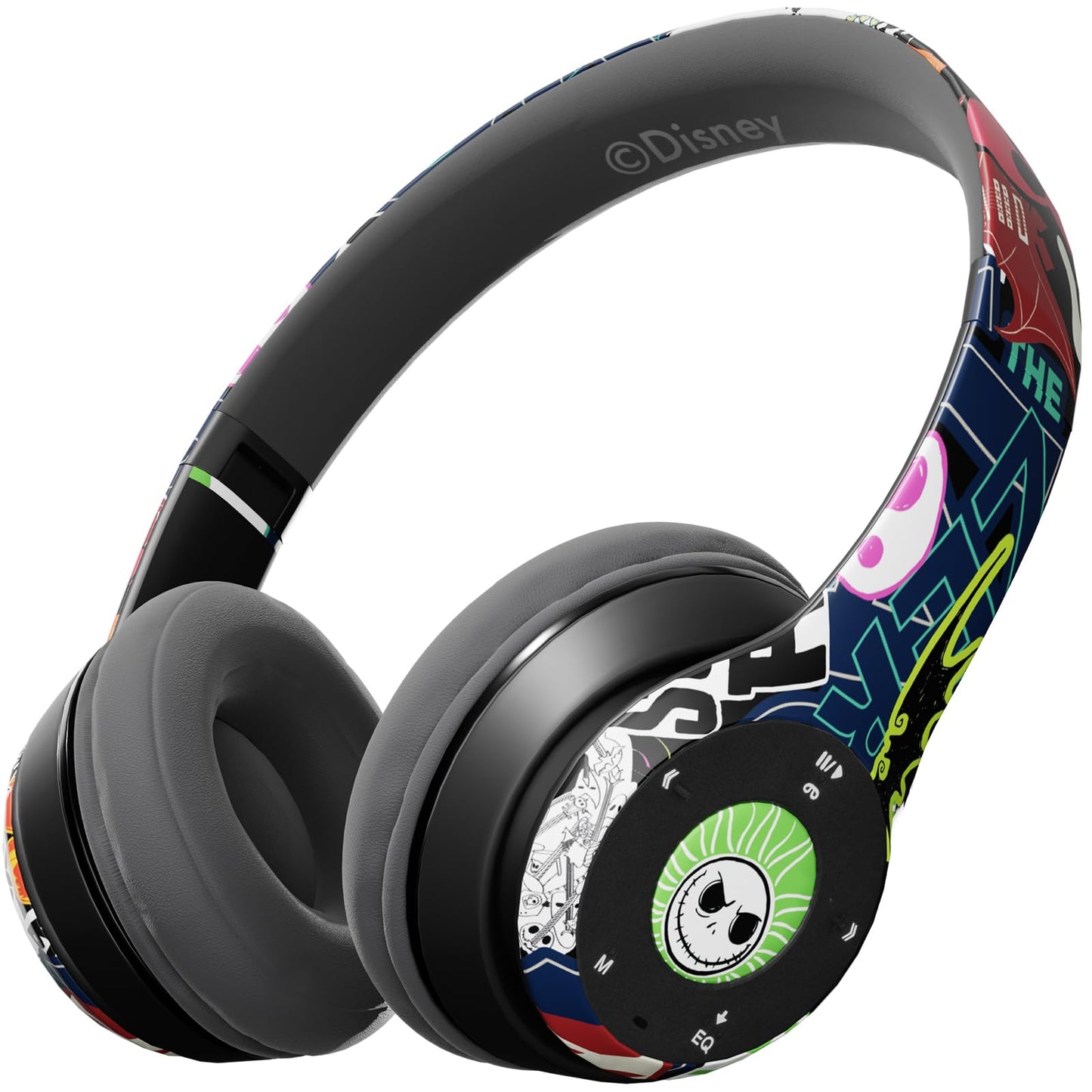 iJoy Disney Nightmare Before Christmas Jack Sticker Bluetooth Headphones - Wireless Foldable Over-Ear Headset, Built-in Mic, Enchanting Sally…