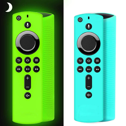 [2 Pack ] Firestick Silicone Remote Cover Case Compatible with 4K Firetv Stick, Firetv Remote Control Cover, Shockproof Anti Slip Case (Green Glow