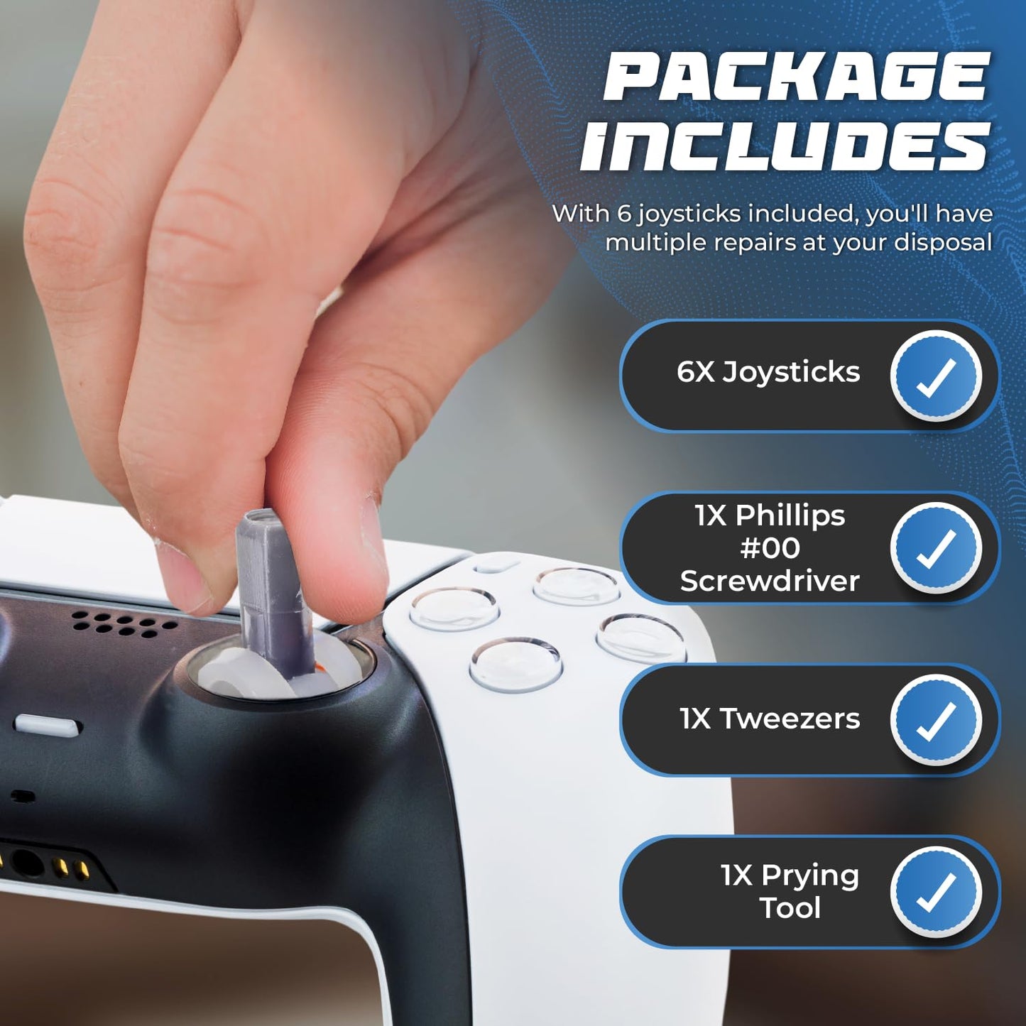 SOSS GAMING® Hall Effect Joysticks UPGRADE Kit for Playstation 5 Dualsense Controllers - Fixes Stick Drift, Broken, and Loose Joysticks (6 Pack)