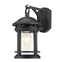Westinghouse 6114100 Sargut Traditional One-Light Outdoor Wall Light, Textured Black Finish, Clear Seeded Glass
