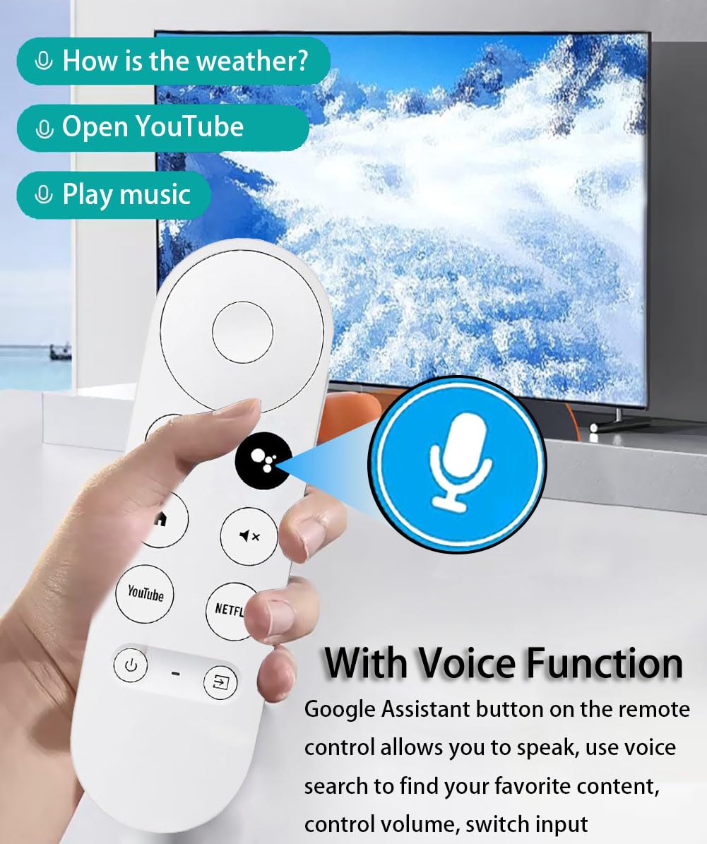 Replacement Voice Remote for Google Chromecast 4k HD Snow TV, Remote Control for G9N9N, GA01920-US, GA01409-US, GA01923-US, GA01919-US