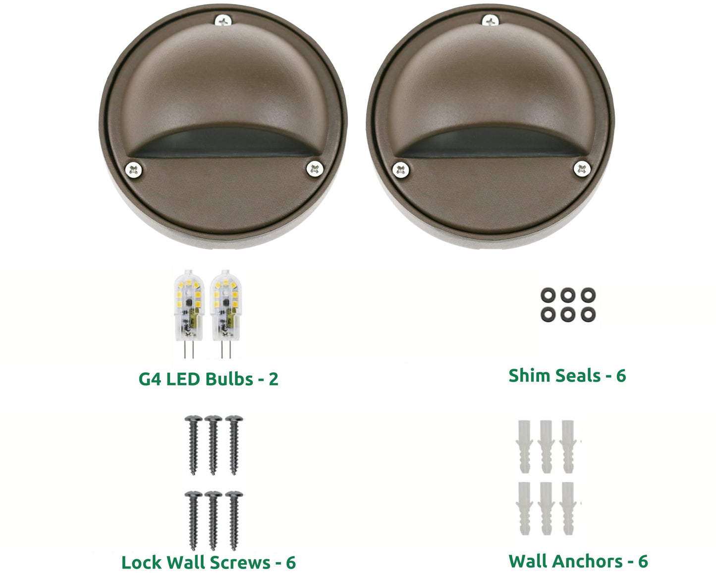 Lumina Lighting® 2W LED Deck Lights (2 Pack) | Low Voltage Landscape Lighting Waterproof - 12V 3000K Outdoor Patio Step Deck Lighting | Replaceable G4