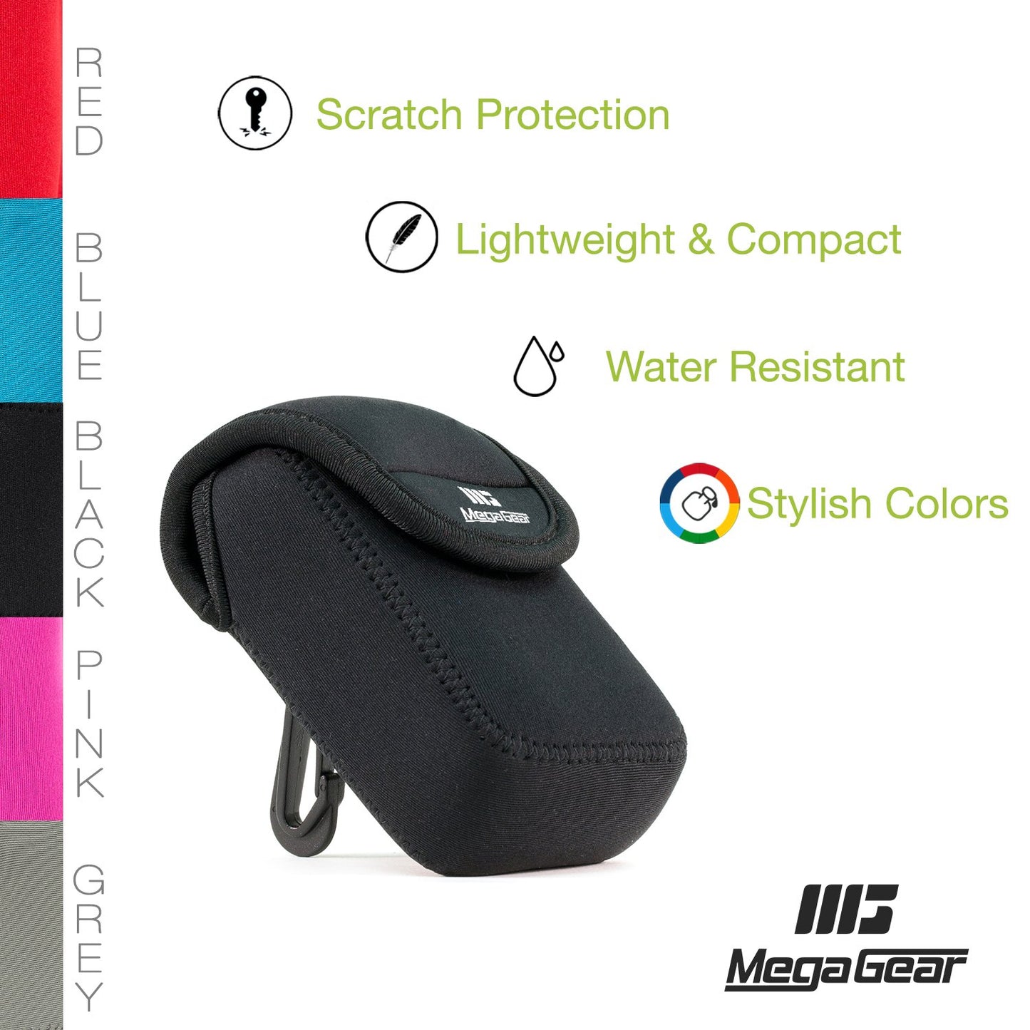 MegaGear Samsung WB35F, WB350F Ultra Light Neoprene Camera Case, with Carabiner - Black - MG779