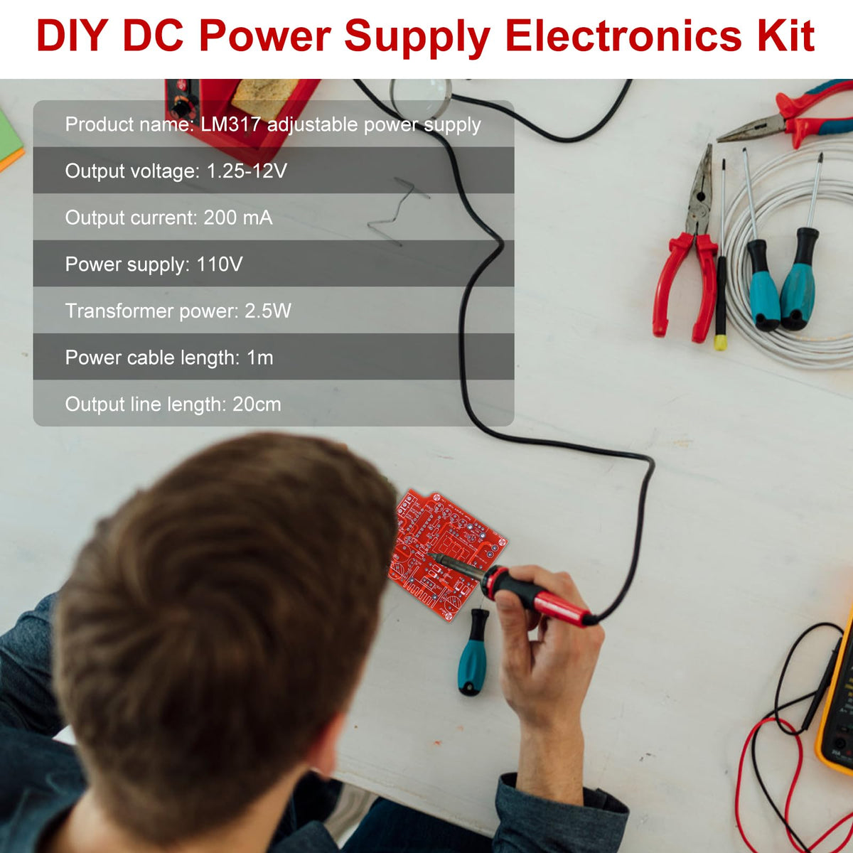 LM317 Adjustable Power Supply DIY Kit, PEMENOL AC-DC 110V to 1.25V-12V Regulated Voltage Module with LED Display, Signal Generator&Power Supply…