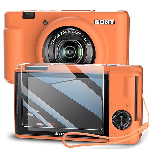 TUOOUT Offers a Silicone Protective case for the Sony ZV-1ii Digital Camera, Complete with a Screen Protector and Lanyard, Making it an Excellent