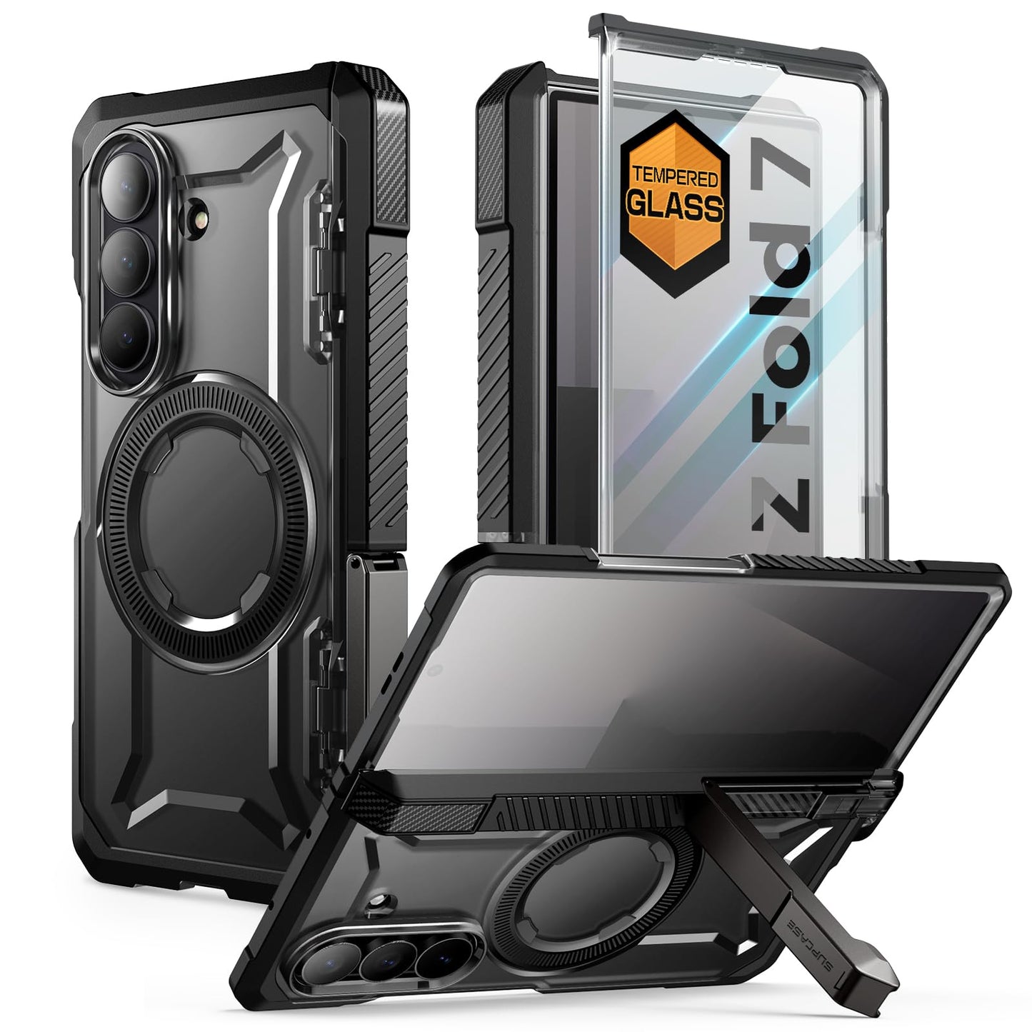 SUPCASE for Samsung Galaxy Z Fold 7 Case with Kickstand (UB Grip), [Compatible with MagSafe] [Built-in Tempered Glass Screen Protector] [Hinge