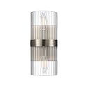 Globe Electric 65000046 2-Light Wall Sconce, Matte Brass, Ribbed Glass Shade, E12 Base Sockets, Wall-Lamp Dimmable, Lights for Bedroom, Kitchen