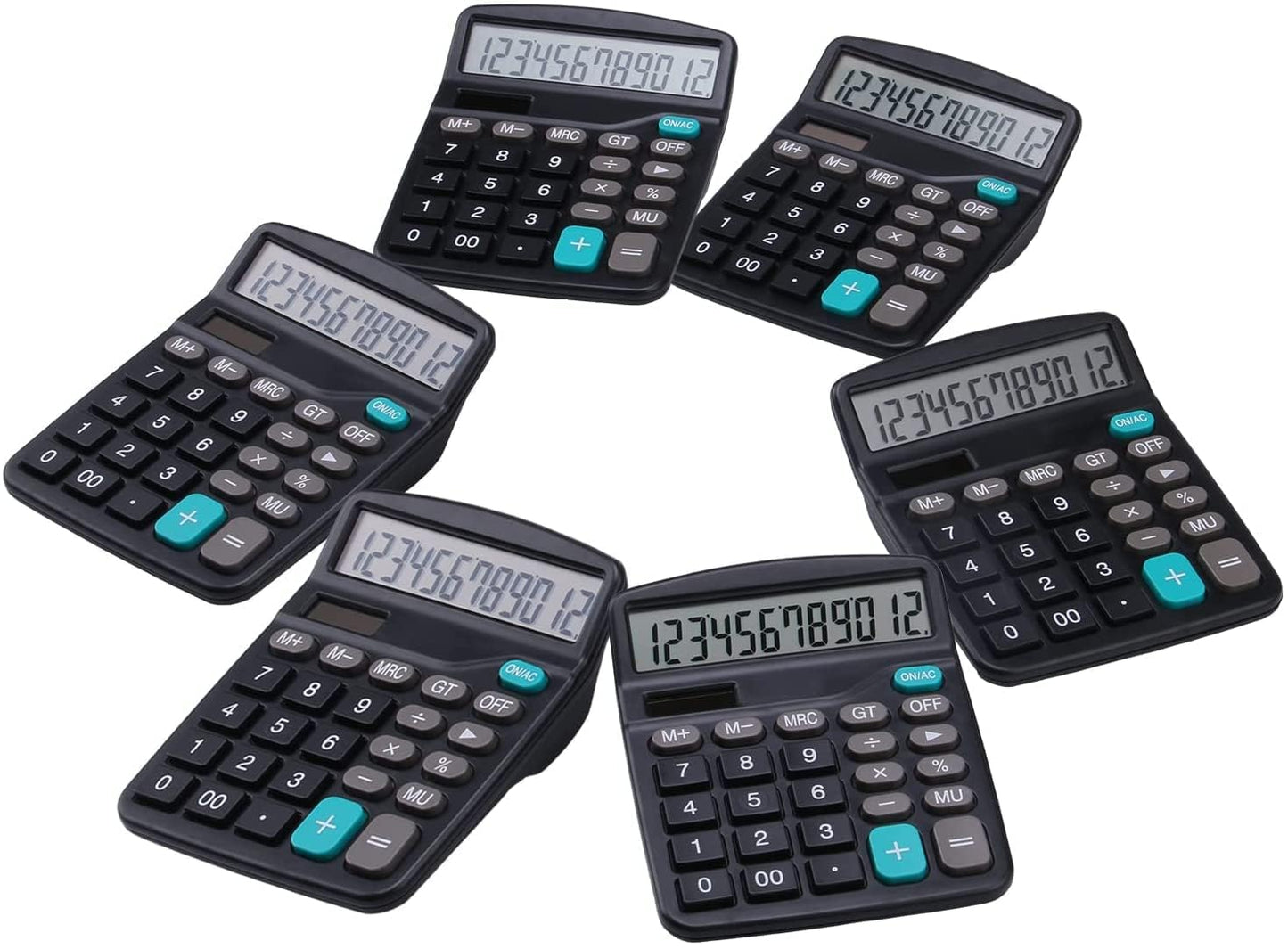 LICHAMP Desk Calculators with Big Buttons and Large Display, Office Desktop Calculator Basic 12 Digit with Solar Power and AA Battery (Included), 6