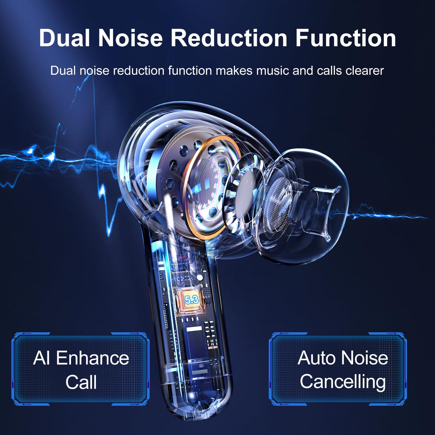 Blackview Wireless Earbuds, Airbuds 8, Bluetooth 5.3, Noise Cancelling, IPX7 Waterproof, 56H Playtime, Touch Control
