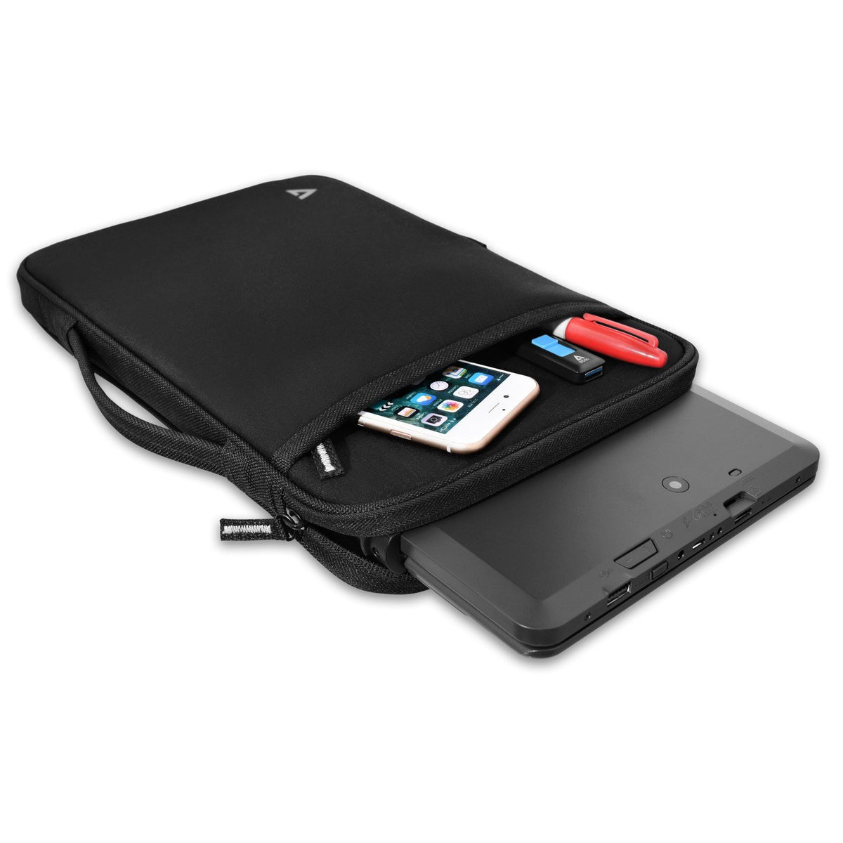 V7 Black Protective Laptop Sleeve Case for 12 Inch MacBook or Chromebook, Shockproof, Spill-Resistant - CSE12HS-BLK-9N, 12.2"""