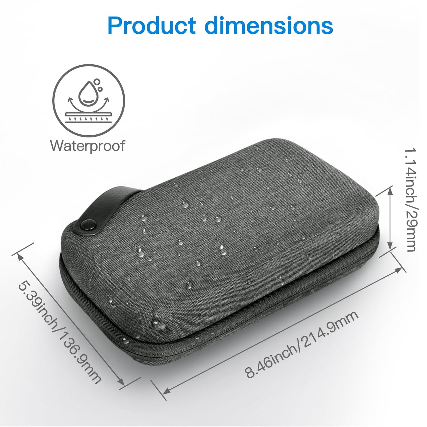 JETech Travel Accessories Organizer Case, Portable Electronic Pouch Gadget Bag for MacBook Power Adapter Chargers, Cables, Power Bank, Mouse, Stylus