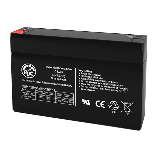 AJC Battery Compatible with Toyo 3FM1.3 6V 1.3Ah Sealed Lead Acid Battery