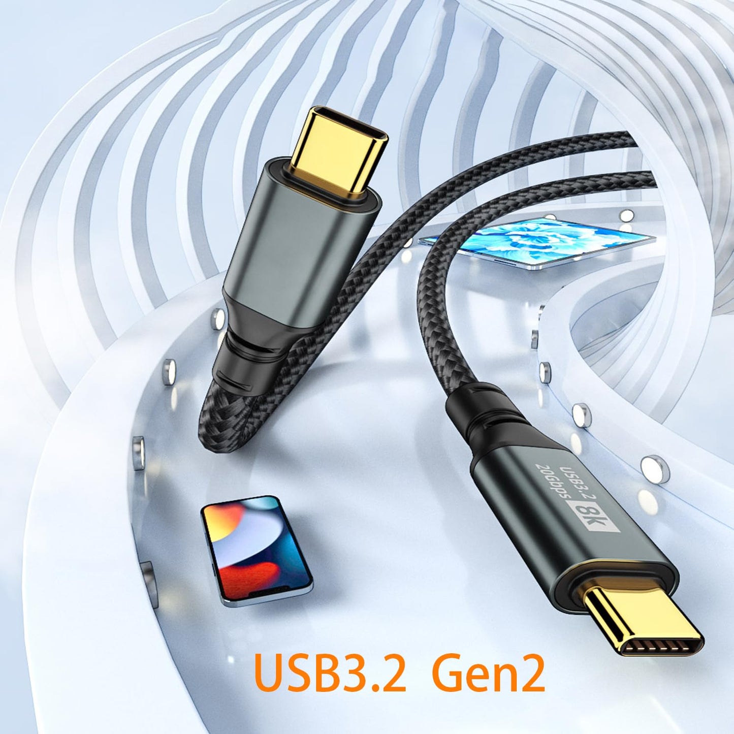 ISLOPU USB C to USB C Cable, 5ft USB-C 3.2 Gen 2 Cable 20Gbps Data Sync 4K Display,100W PD Fast Charging Cable for Thunderbolt 3, for iPhone15,MacBook