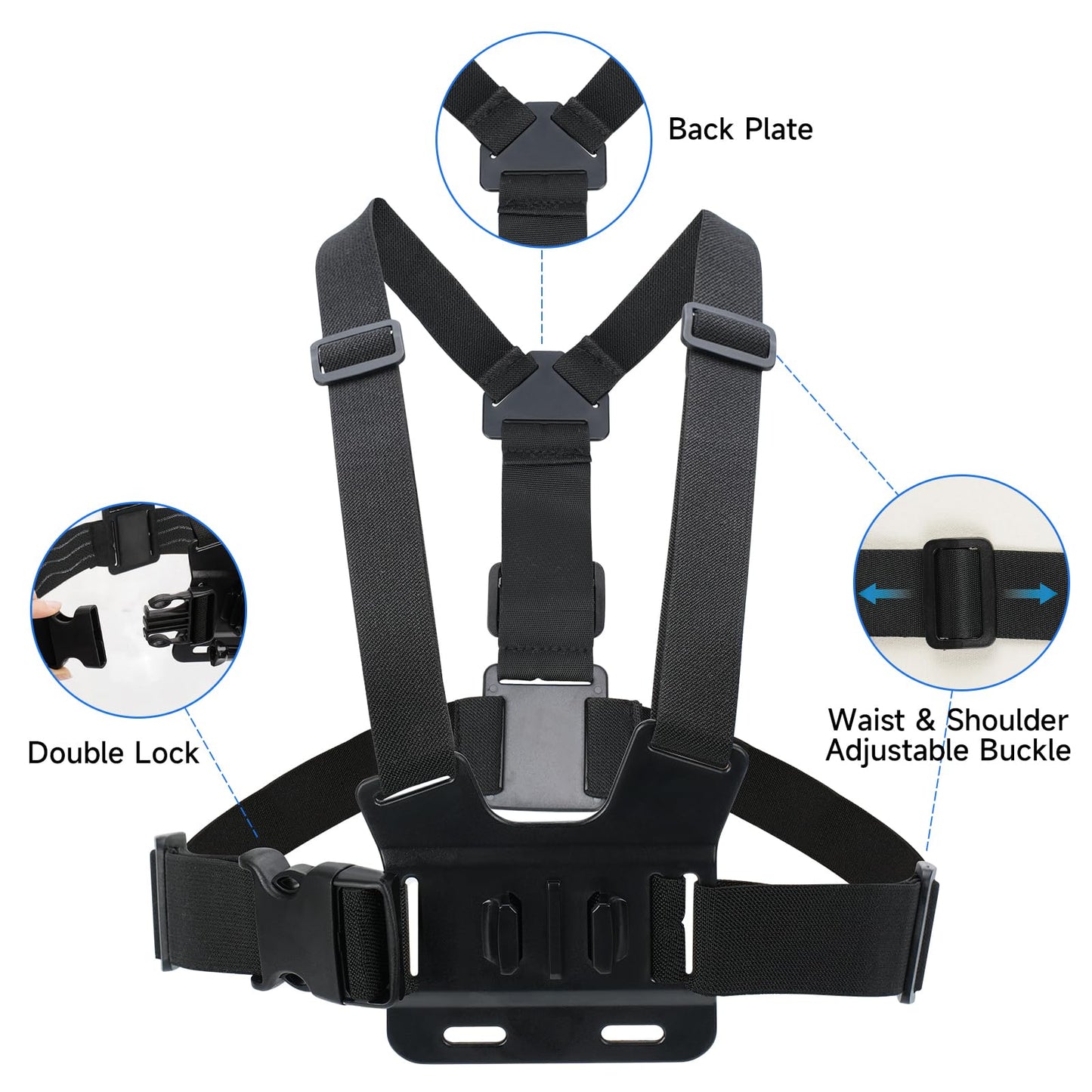 KRILLI Mobile Phone mountable Chest Strap Holder, Suitable for Samsung Series and iPhone Full Range of Mobile Phones, Supporting POV Shooting