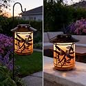 pearlstar Outdoor Solar Lanterns Waterproof Dragonfly Gifts for Mom Women Metal Solar Lantern for Garden Patio Courtyard Tabletop Outdoor Decor (1