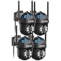 CKK 2K Security Camera WiFi Outdoor, 4 Pcs 3MP PTZ WiFi Home Security Camera - 2.4G/5G Dual-Band, 360° Pan-Tilt, Color Night Vision, Motion Alerts